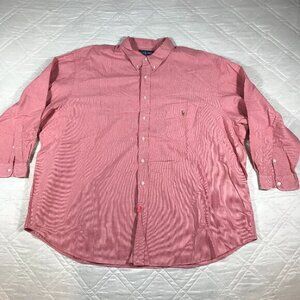 Ralph Lauren Oxford long‎ sleeve red check dress shirt 100% cotton 4X Big